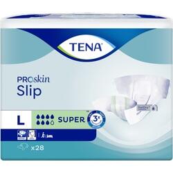 Verpackung von TENA Proskin Slip für Erwachsene, Größe L, 28 Stück.