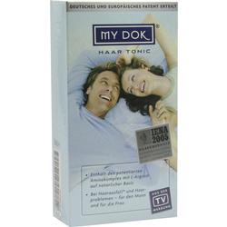 Ein Mann und eine Frau lächeln auf der Verpackung eines Haar-Tonics.