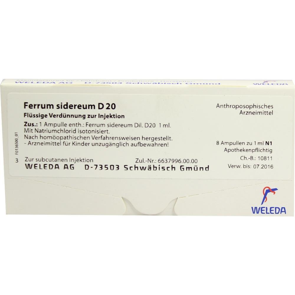 Anthroposophisches Arzneimittel "Ferrum sidereum D 20" in Ampullen zur Injektion.